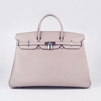 Hermes Birkin 40Cm Togo Leather Handbags Grey Silver